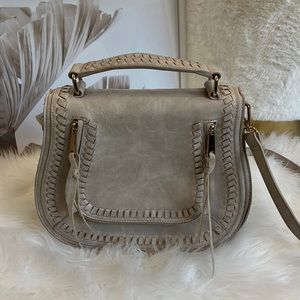 Taupe Purse with Gold Detailing (Adjustable/Removable Strap)